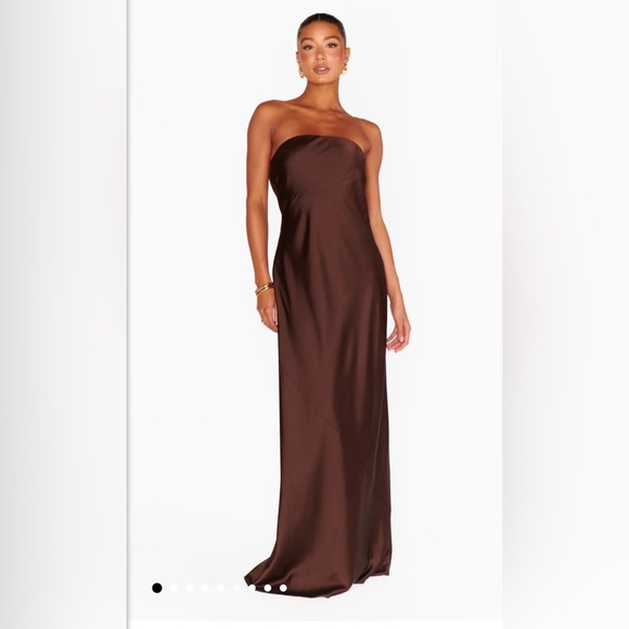 NWOT  SHOW ME YOUR MUMU-Taylor Tube Maxi Dress Color:Chocolate Satin Size: XL - Picture 2 of 10